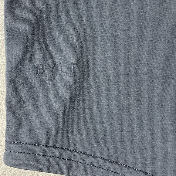 BYLT Basics Tee Mens L Gray Drop Cut Short Sleeve Stretch Round Neck T-Shirt - Picture 6 of 9